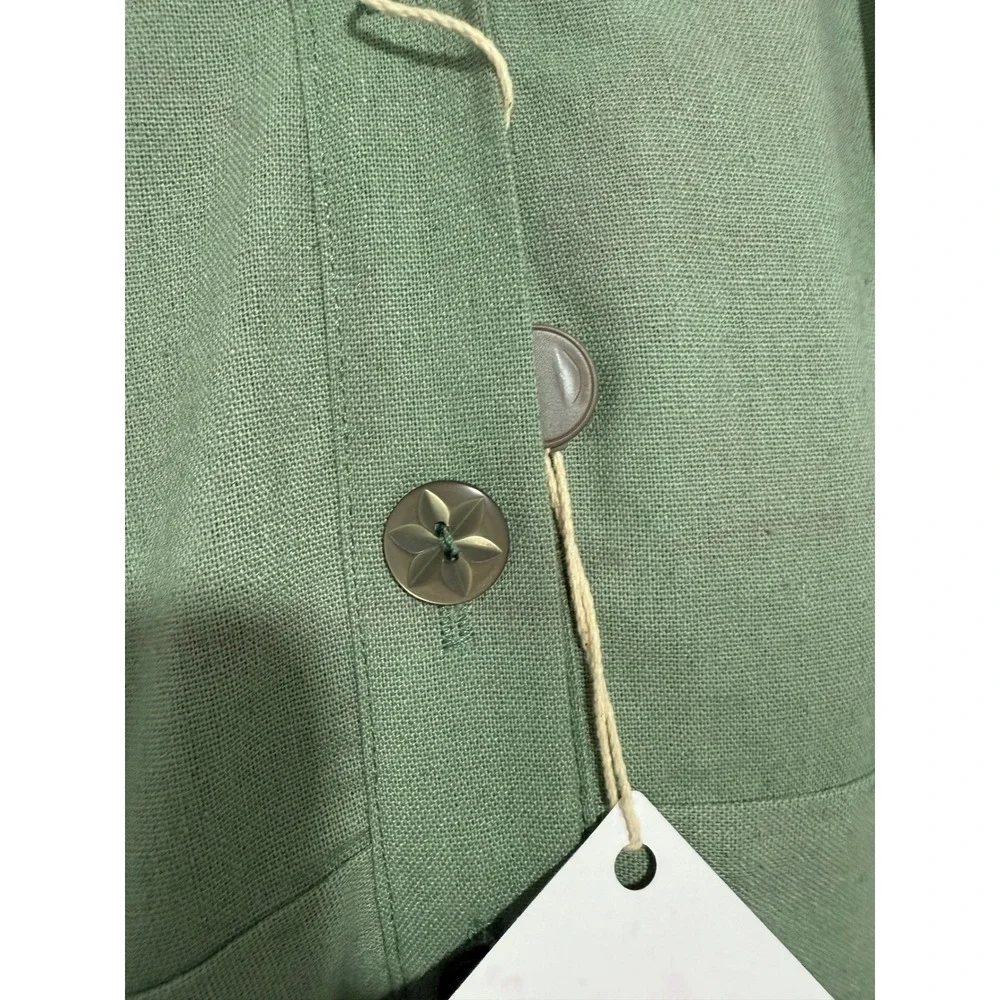 FKSP x‎ Yoox Mahogany Sage Green Maxi Dress S Linen Blend Belted Long Sleeve NWT
